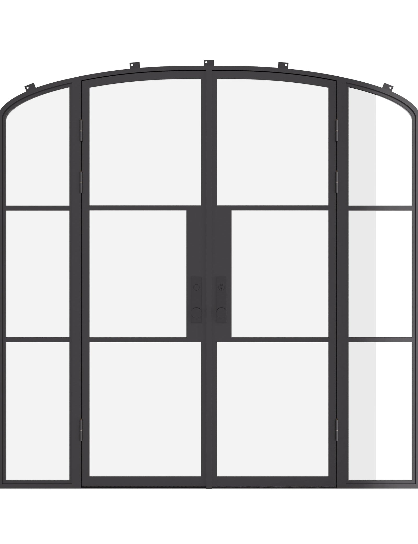 Air 4 double mini arch exterior steel doors with side windows and slim frames