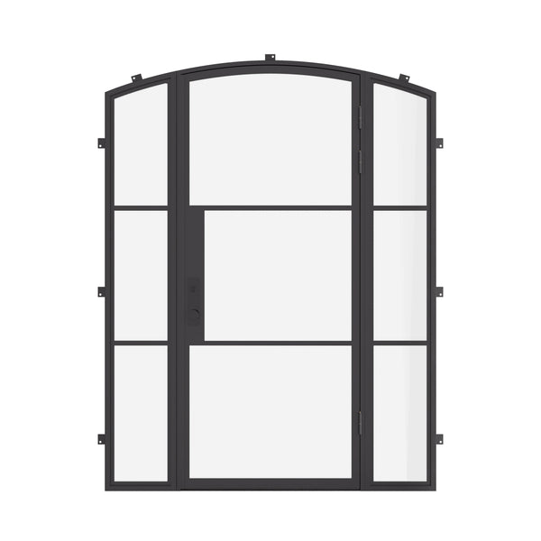 Air 4 single arch exterior steel door with side windows and slim frame