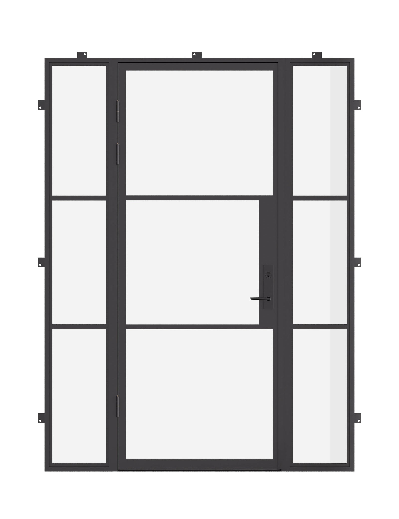 Air 4 architectural steel single flat door with sidelights and thermal break