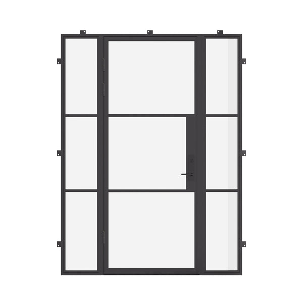 Air 4 architectural steel single flat door with sidelights and thermal break