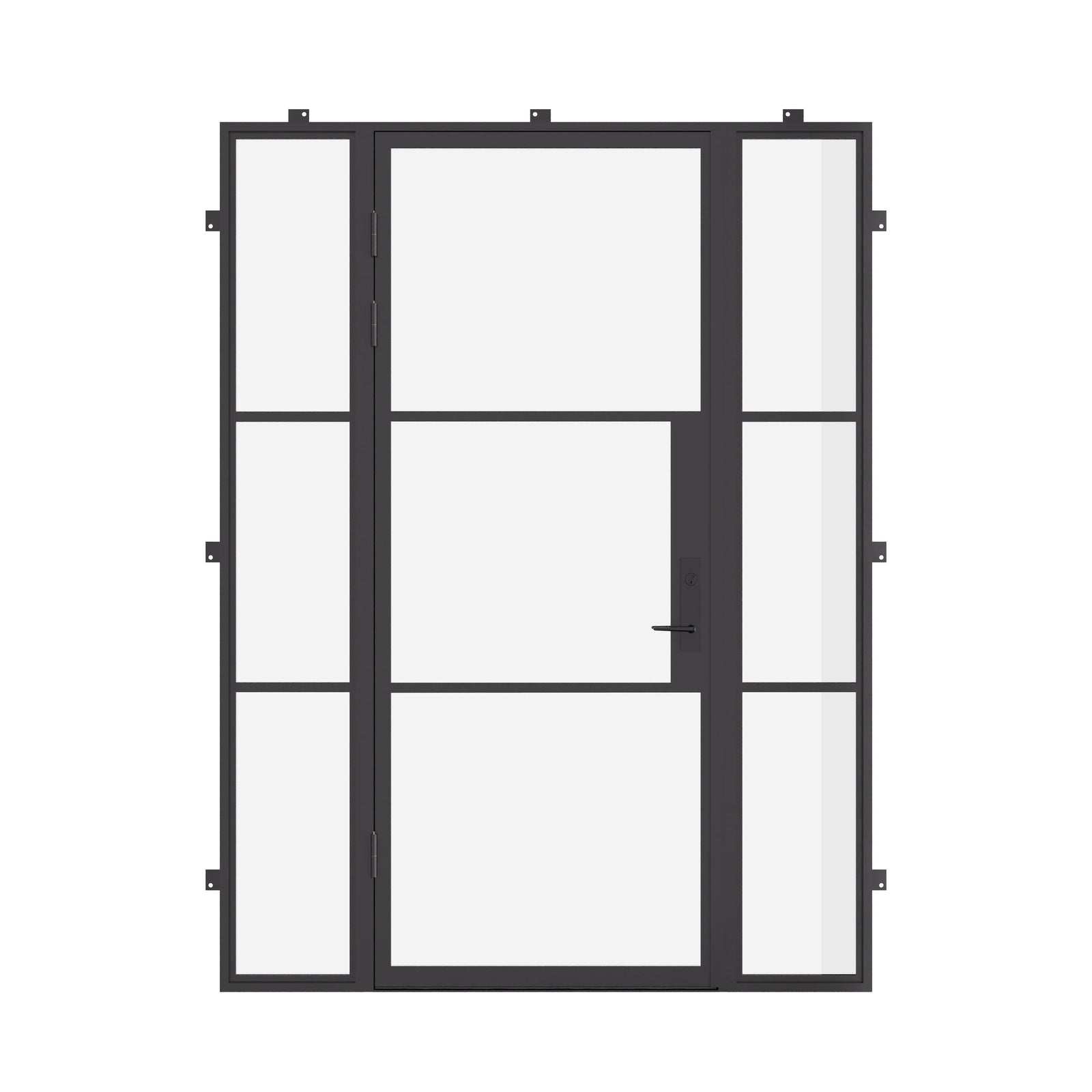 Air 4 single flat exterior door with side windows and slim steel frame