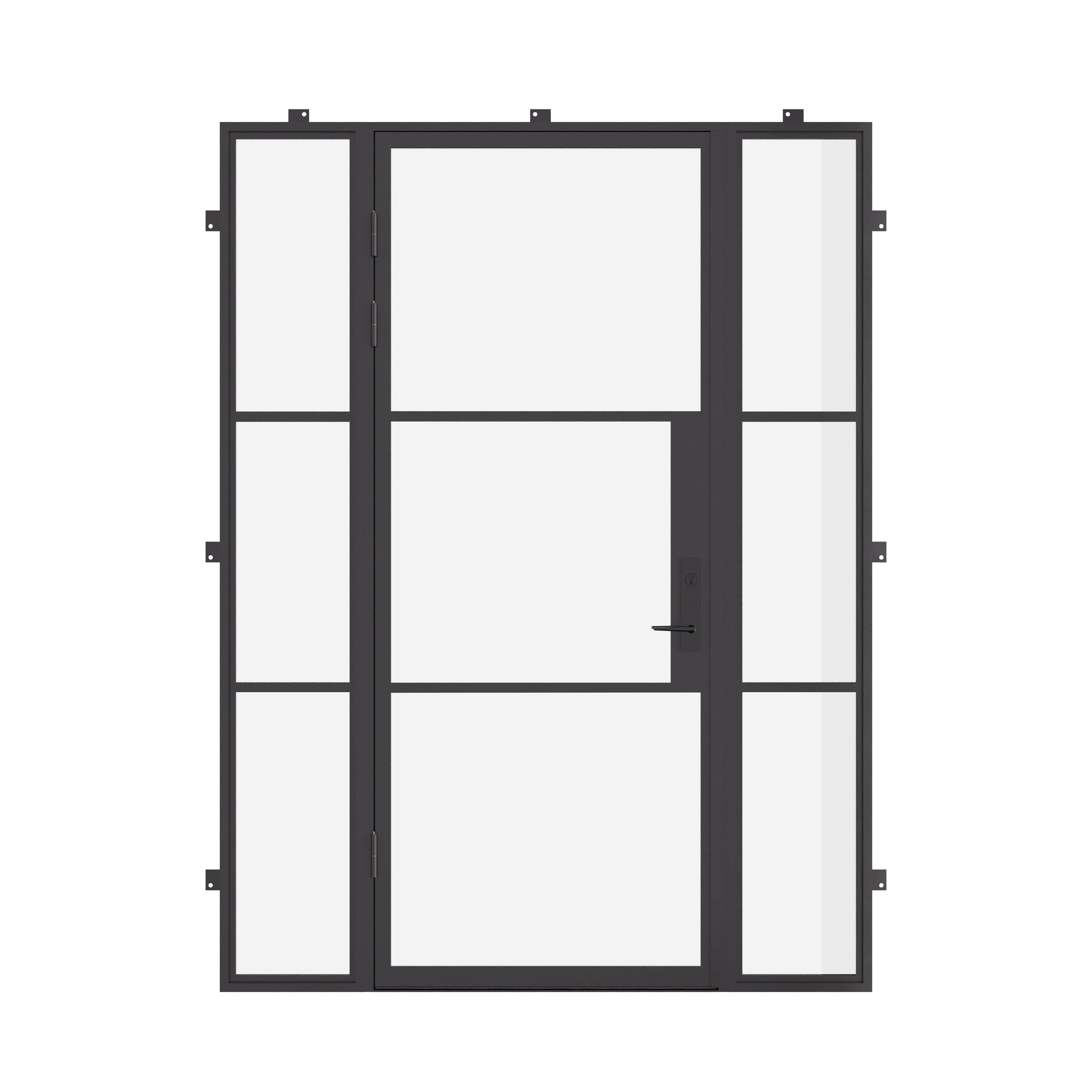 Air 4 single flat exterior door with side windows and slim steel frame