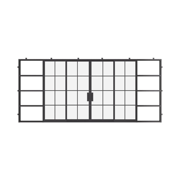 Air 5 exterior center split double pocket sliding steel door