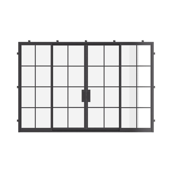 Air 5 exterior center split double sliding steel door system