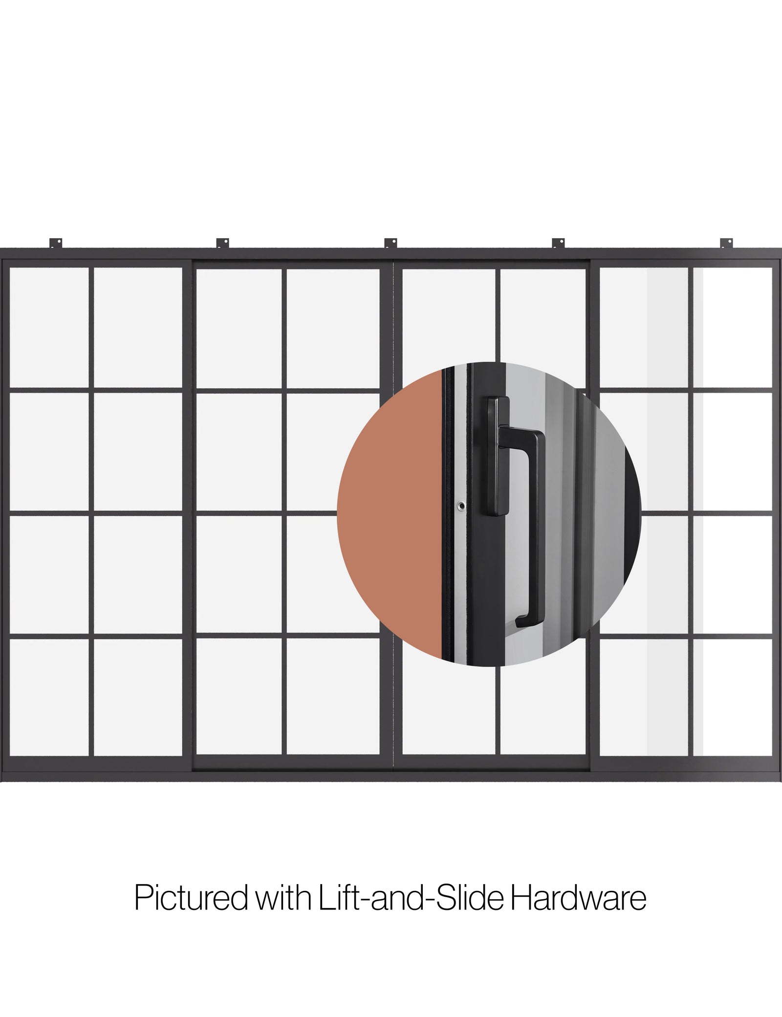 Air 5 exterior center split lift and slide double sliding steel door system