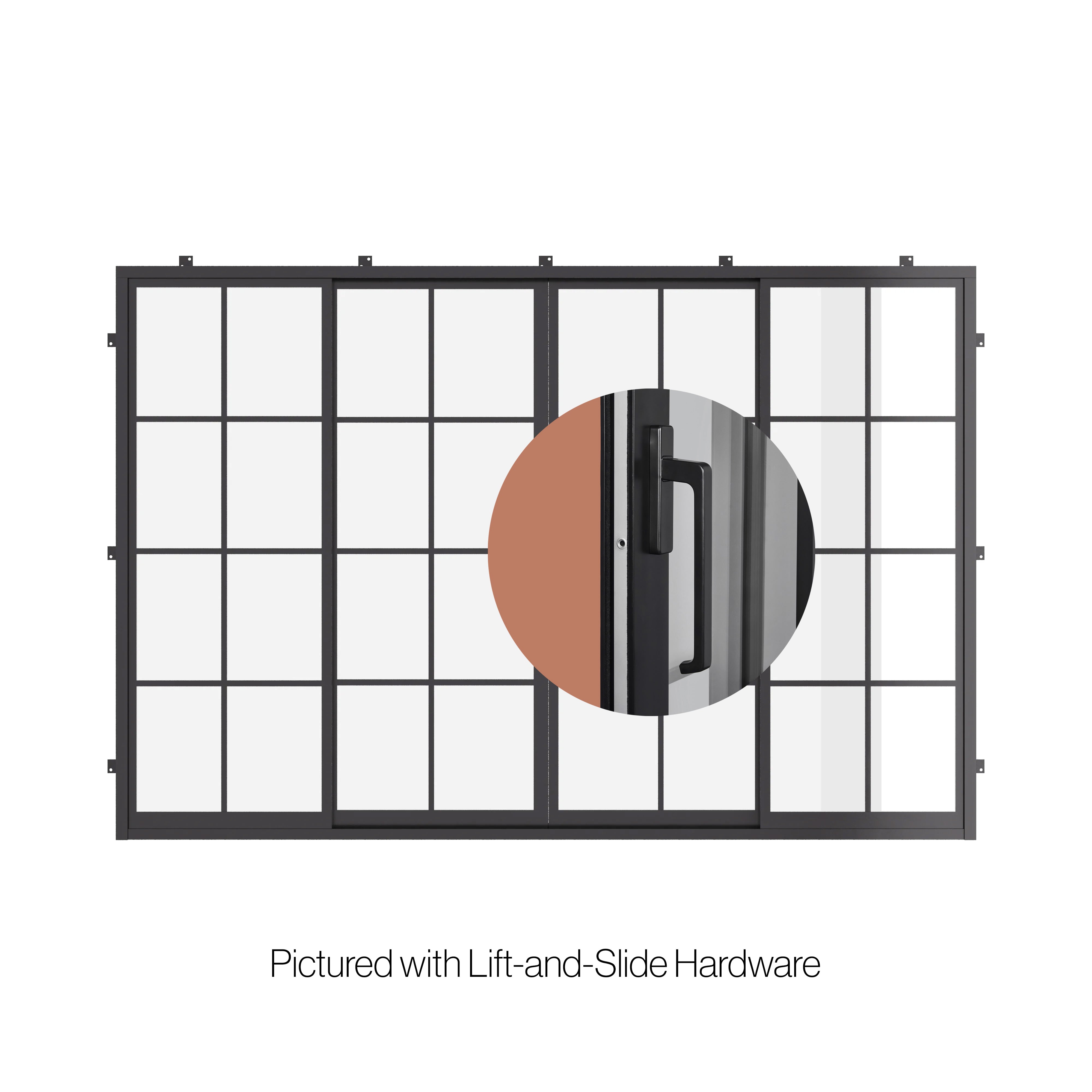 Air 5 exterior center split lift and slide double sliding steel door system