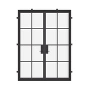 Double flat exterior architectural steel door, NFRC-rated pre-hung with dual-pane tempered glass
