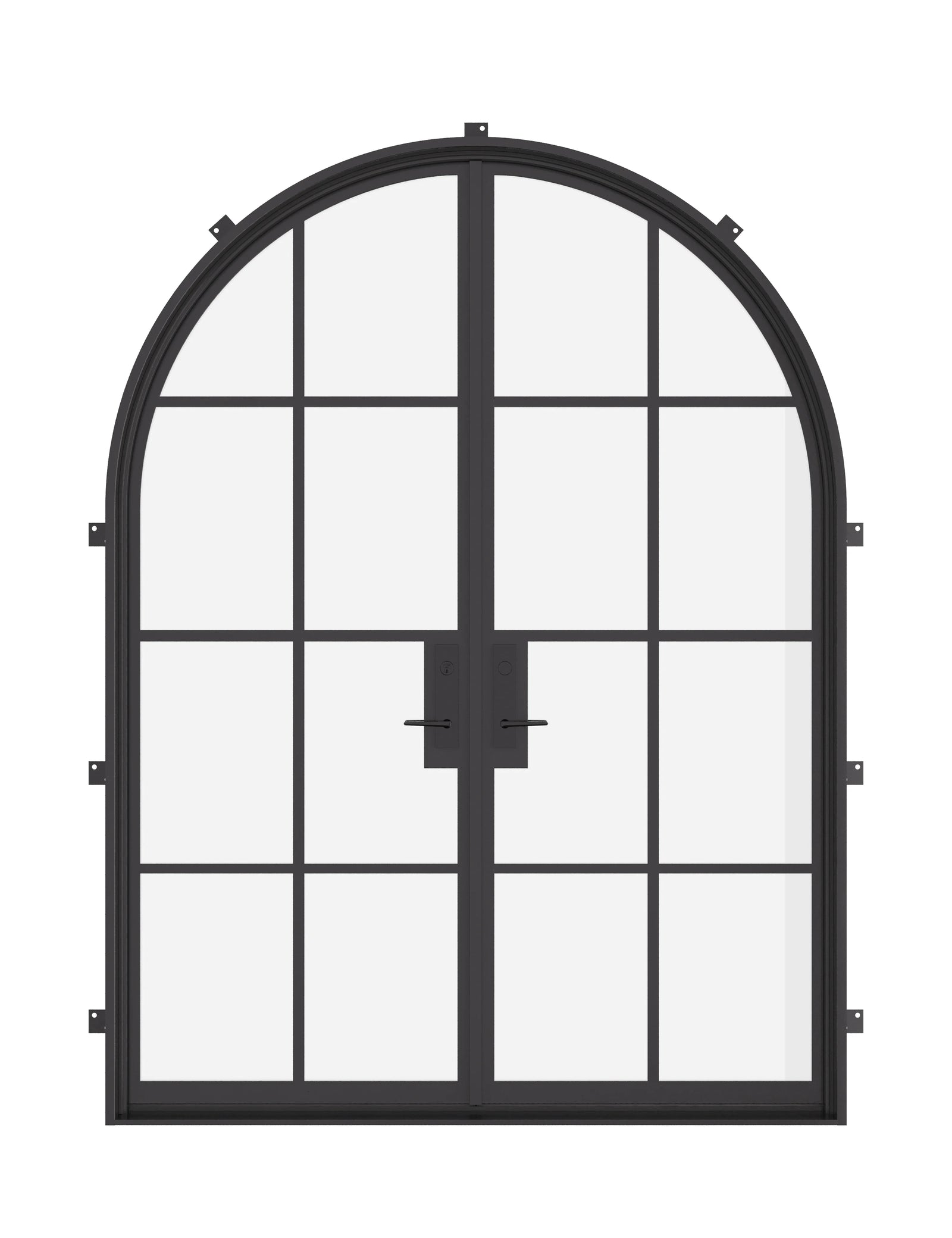 exterior double arch doors with thermal barrier core