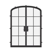 Double mini arch exterior steel door, pre-hung with tempered glass