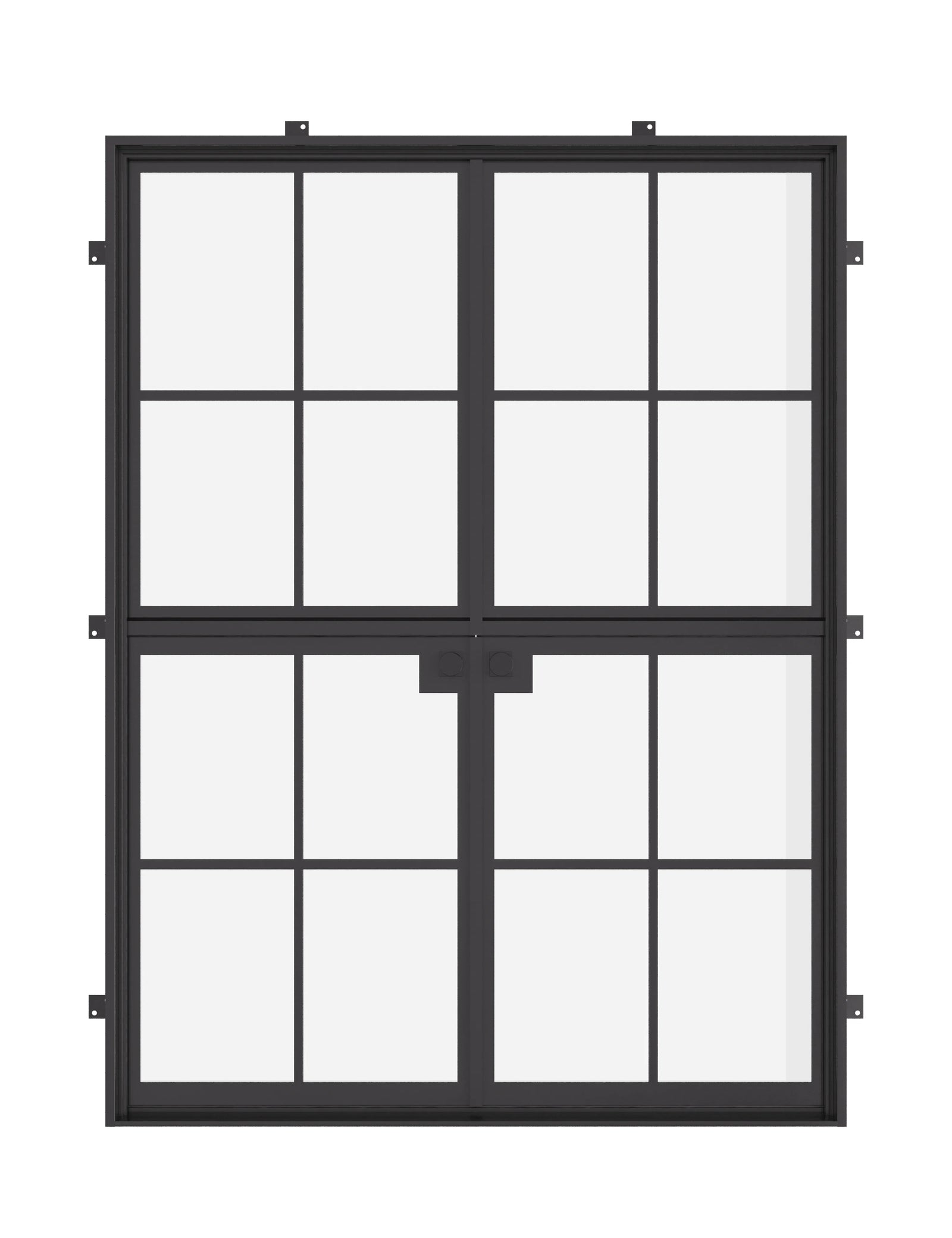 Air 5 Dutch double flat steel doors, pre-hung with dual-pane tempered glass