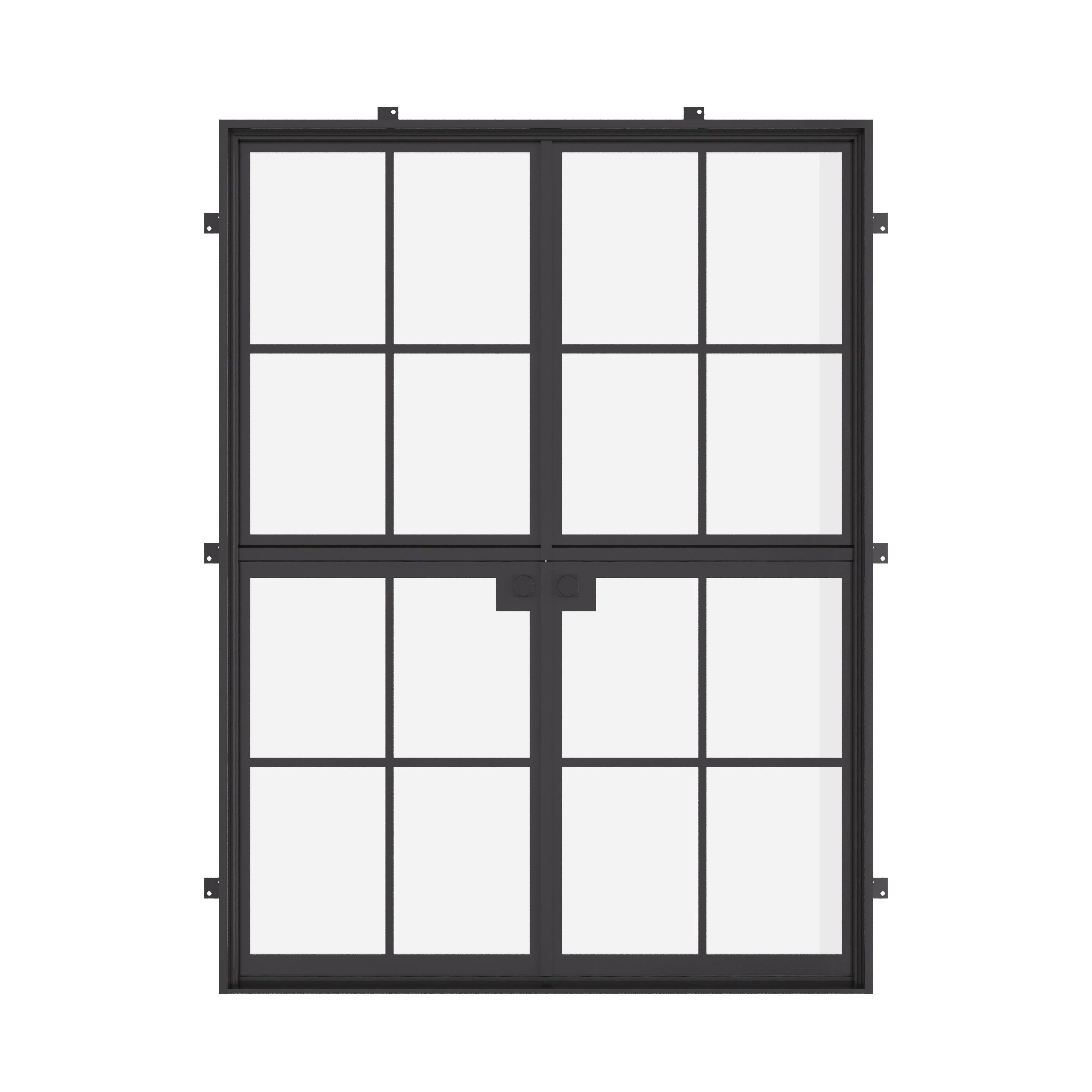 Air 5 Dutch double flat steel doors, pre-hung with dual-pane tempered glass