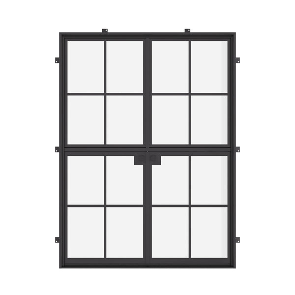Air 5 Dutch double flat steel doors, pre-hung with dual-pane tempered glass