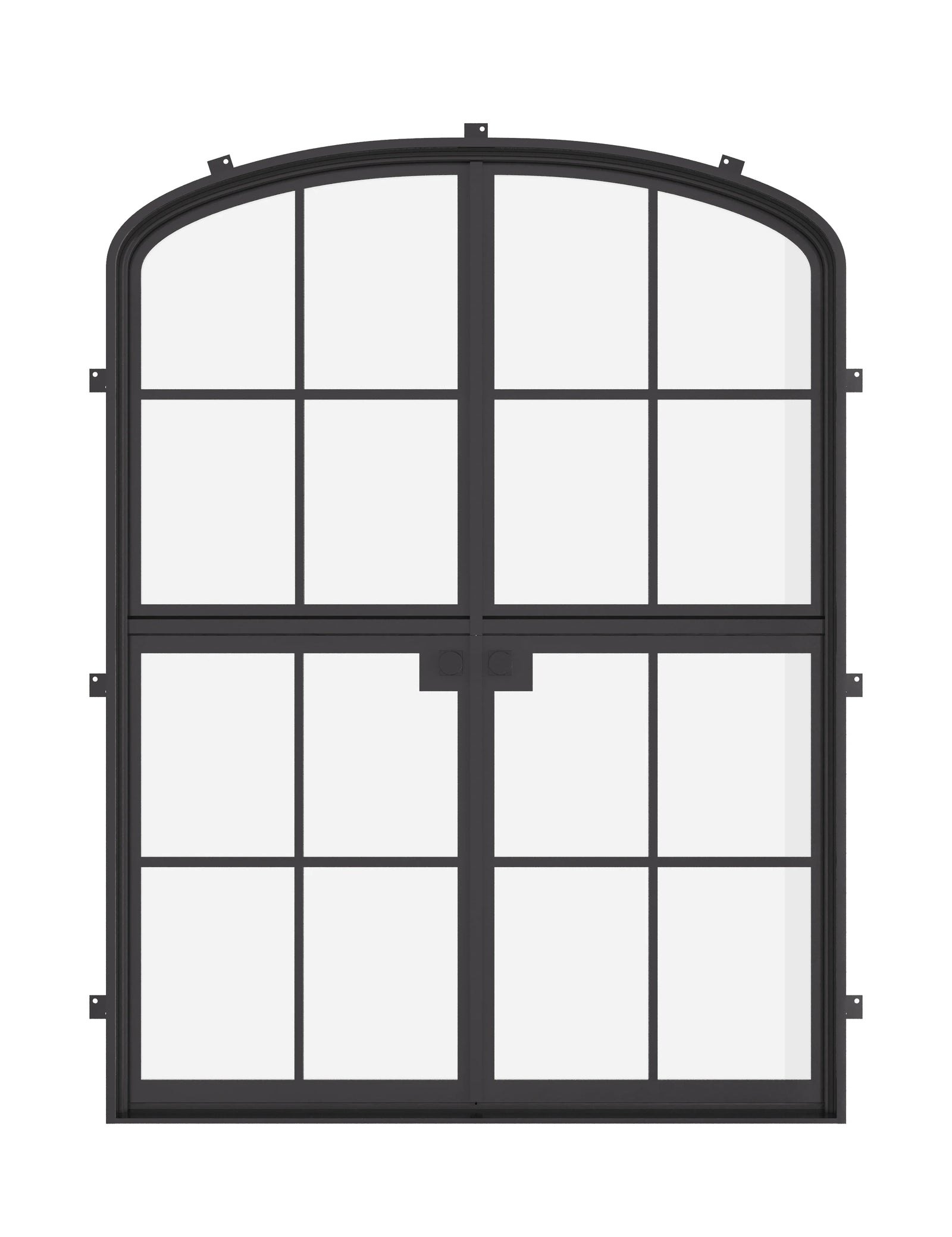 Air 5 Dutch double mini arch exterior door in architectural steel with dual-pane tempered glass and prehung frame