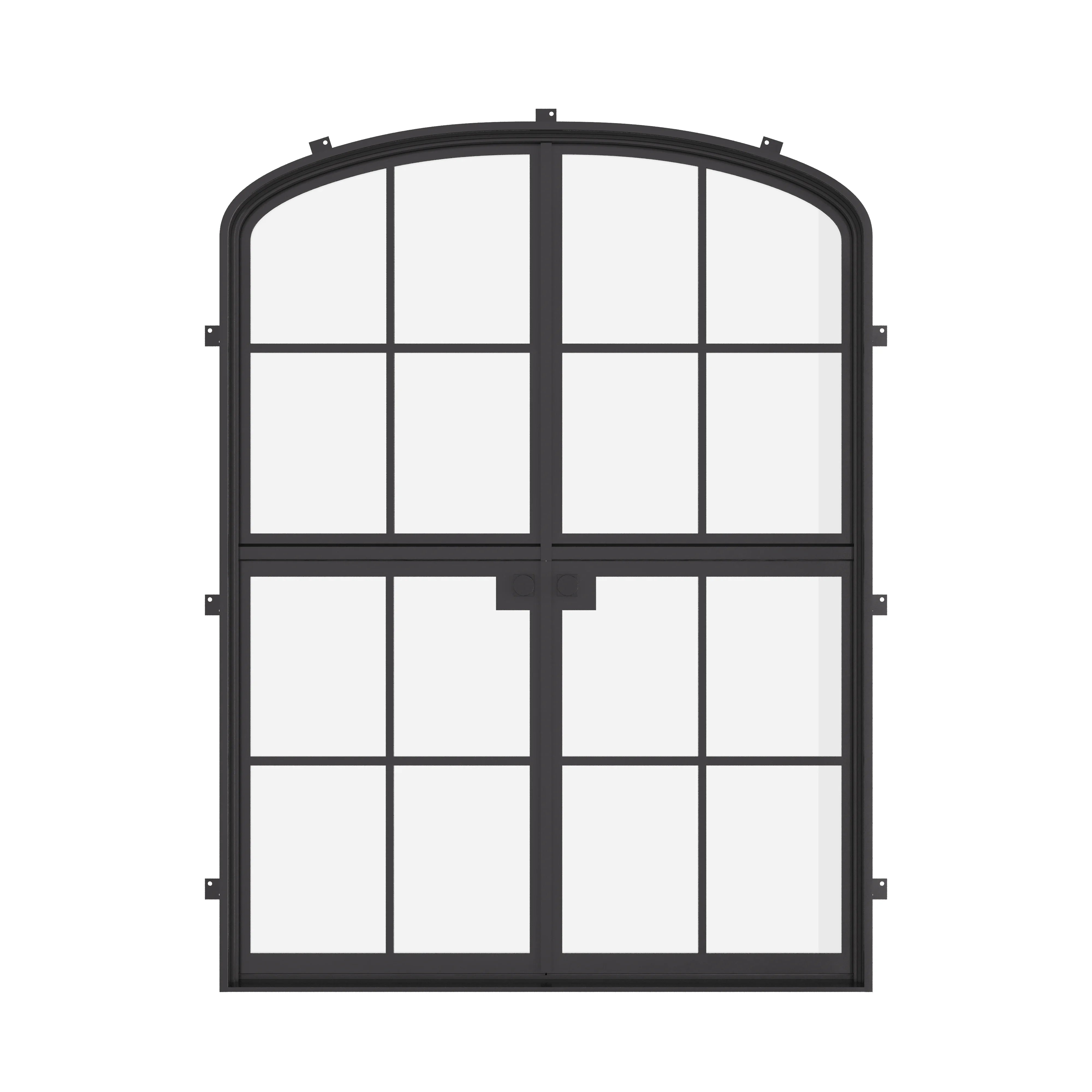 Air 5 Dutch double mini arch exterior door in architectural steel with dual-pane tempered glass and prehung frame