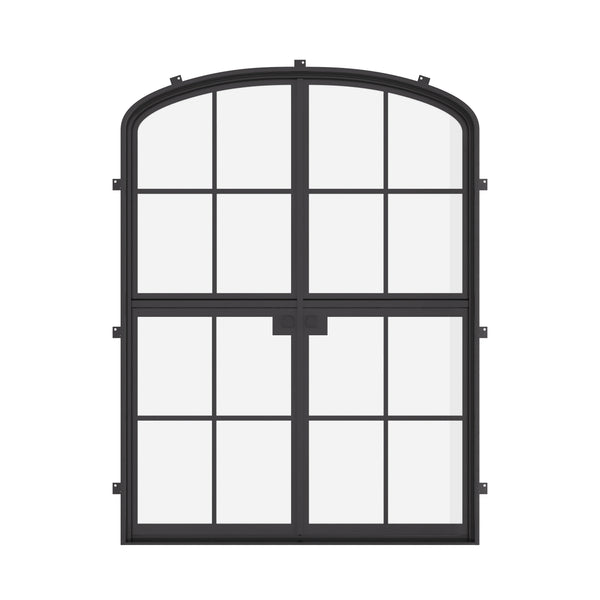 Air 5 Dutch double mini arch exterior door in architectural steel with dual-pane tempered glass and prehung frame
