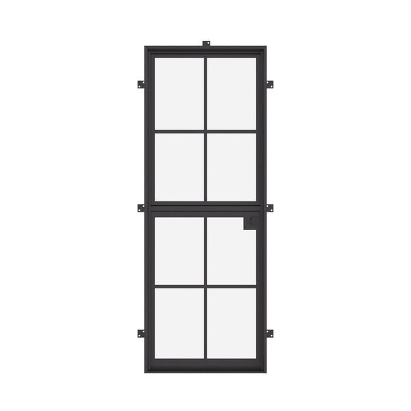 Dutch single flat exterior steel door, NFRC-rated with dual-pane tempered glass