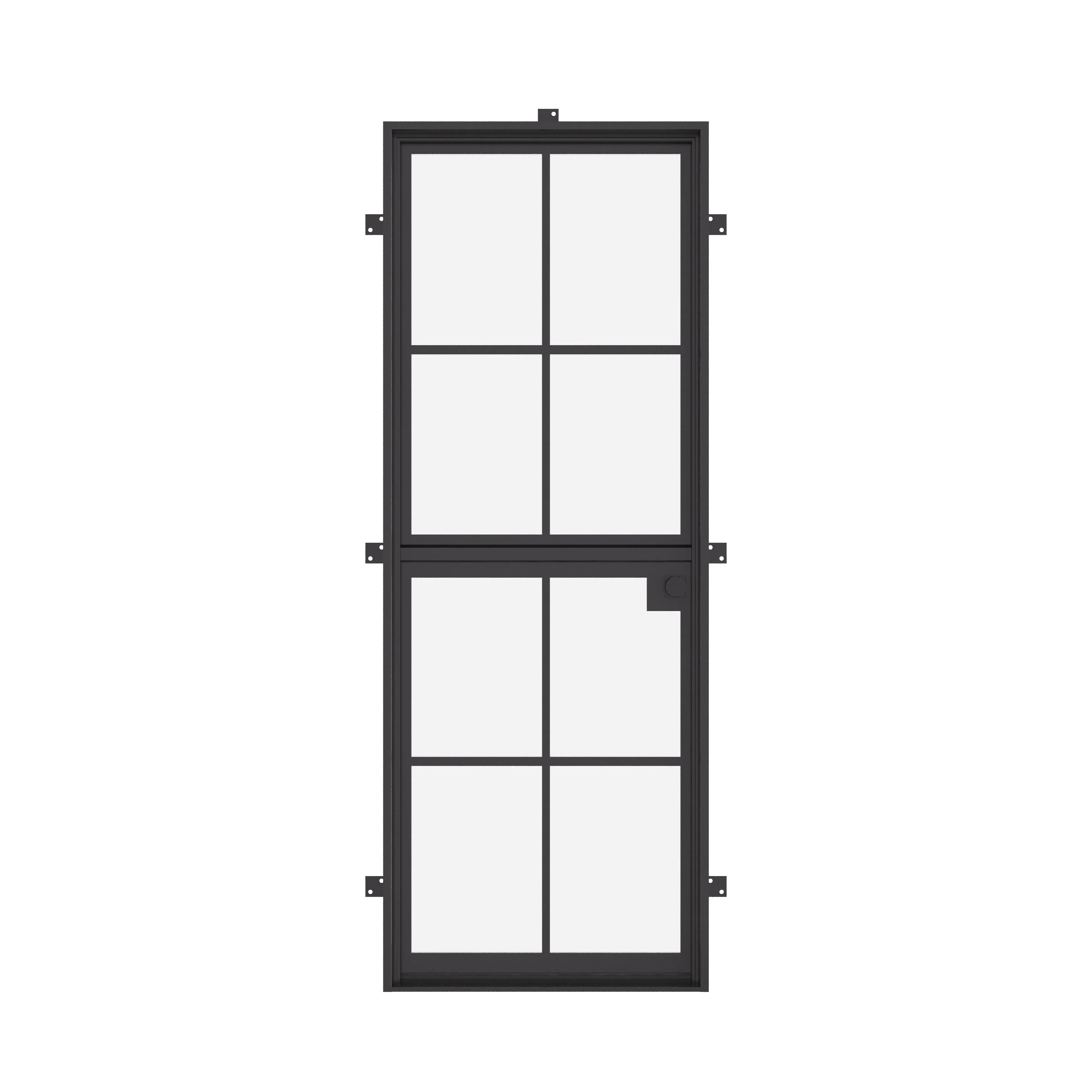 Dutch single flat exterior steel door, NFRC-rated glass lite