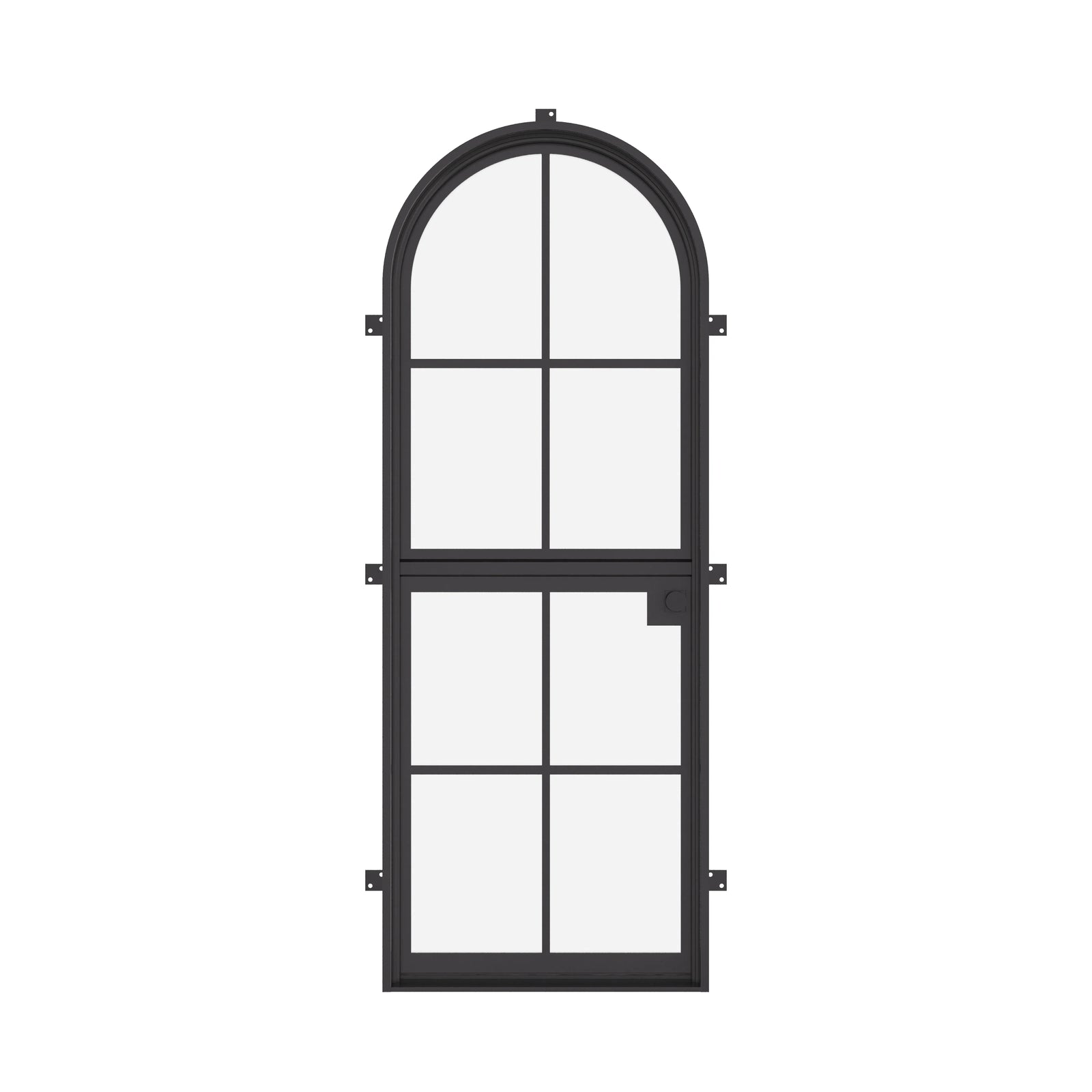 Dutch single full arch exterior steel door, pre-hung with tempered glass
