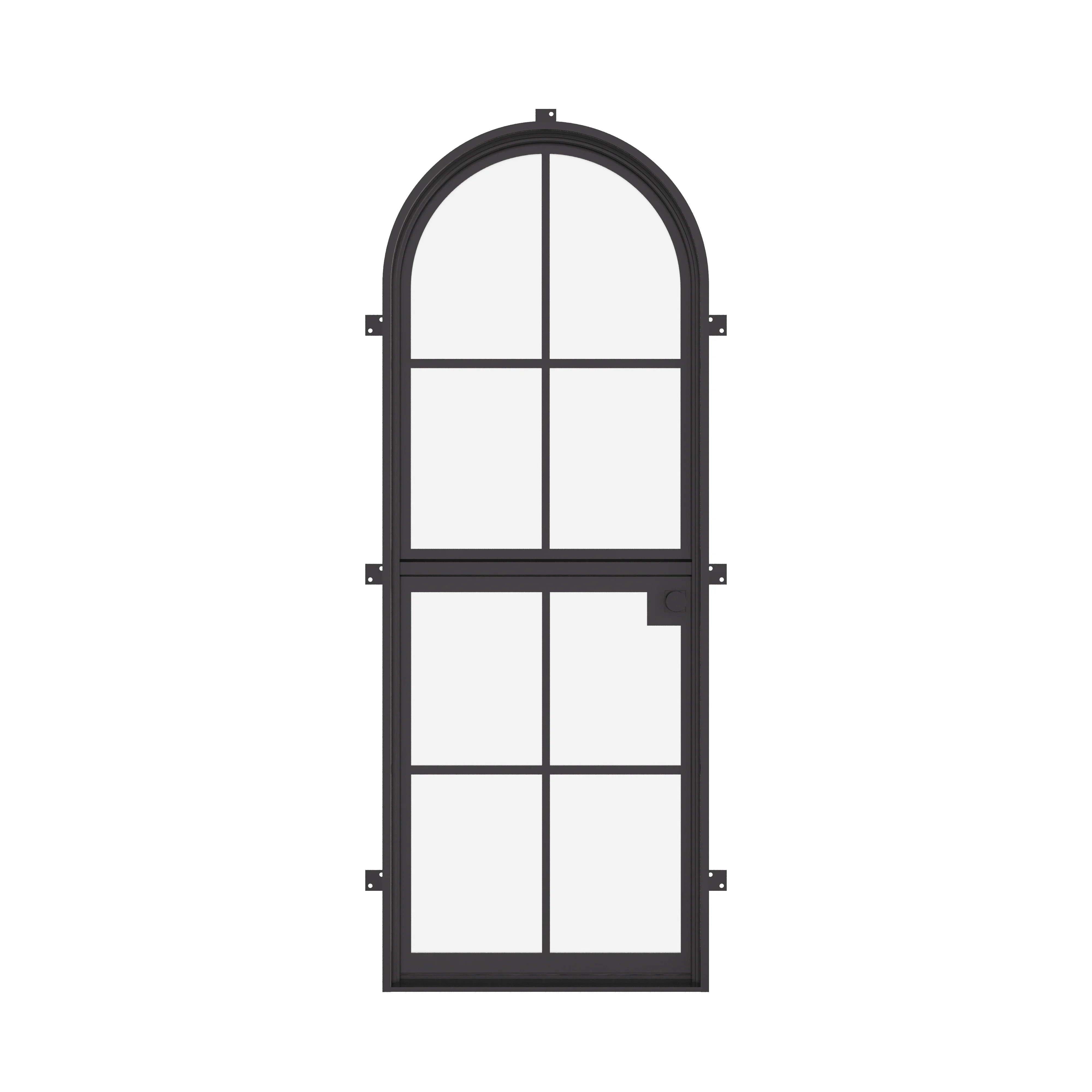 Dutch single full arch exterior steel door, pre-hung with tempered glass