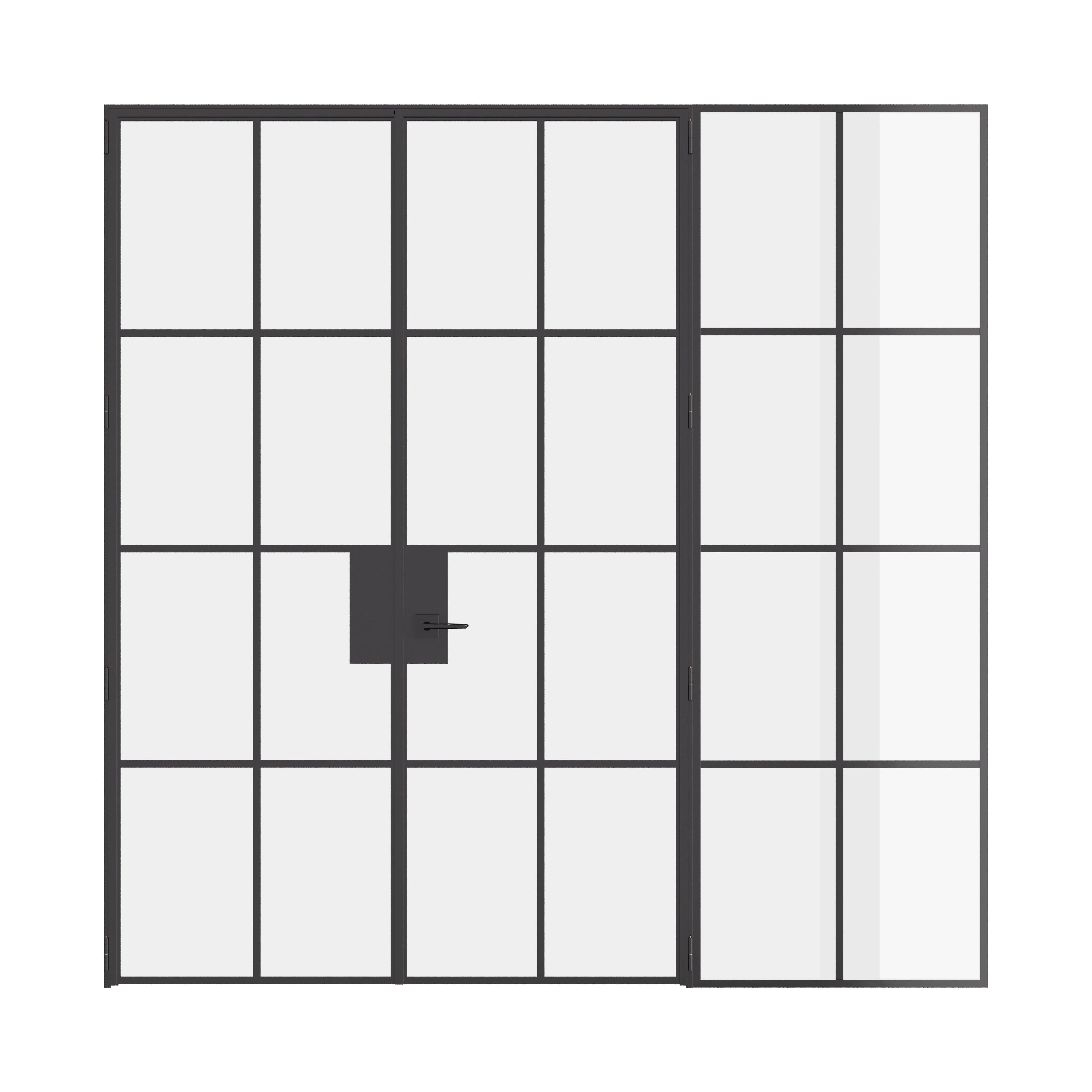Air 5 double flat interior doors with right side window steel frame and tempered glass
