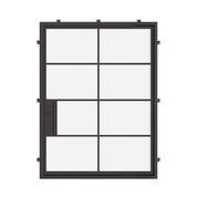 Air 5 pivot flat steel door in cold-rolled steel with dual pane tempered glass