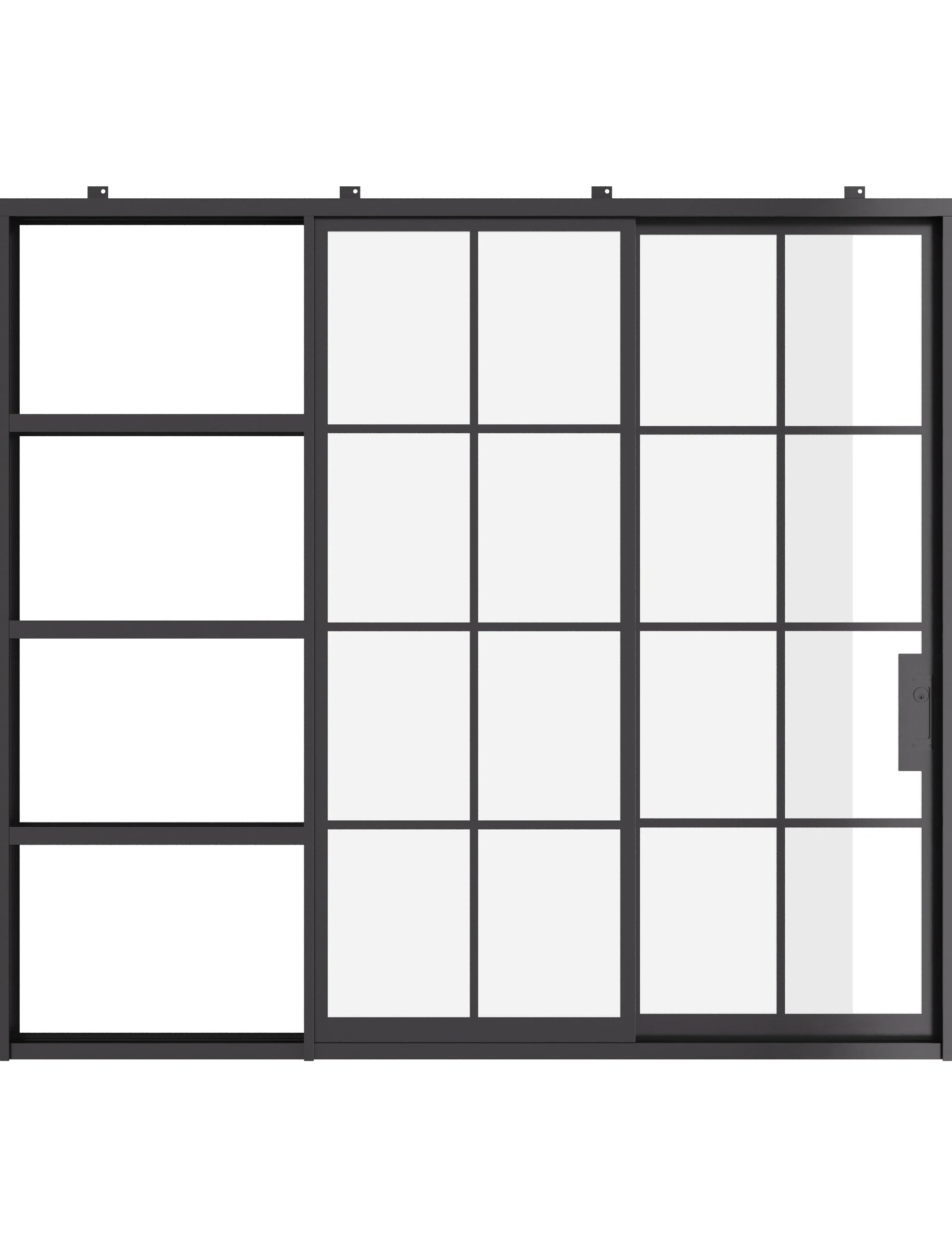 Air 5 exterior steel pocket sliding door with tempered glass panels