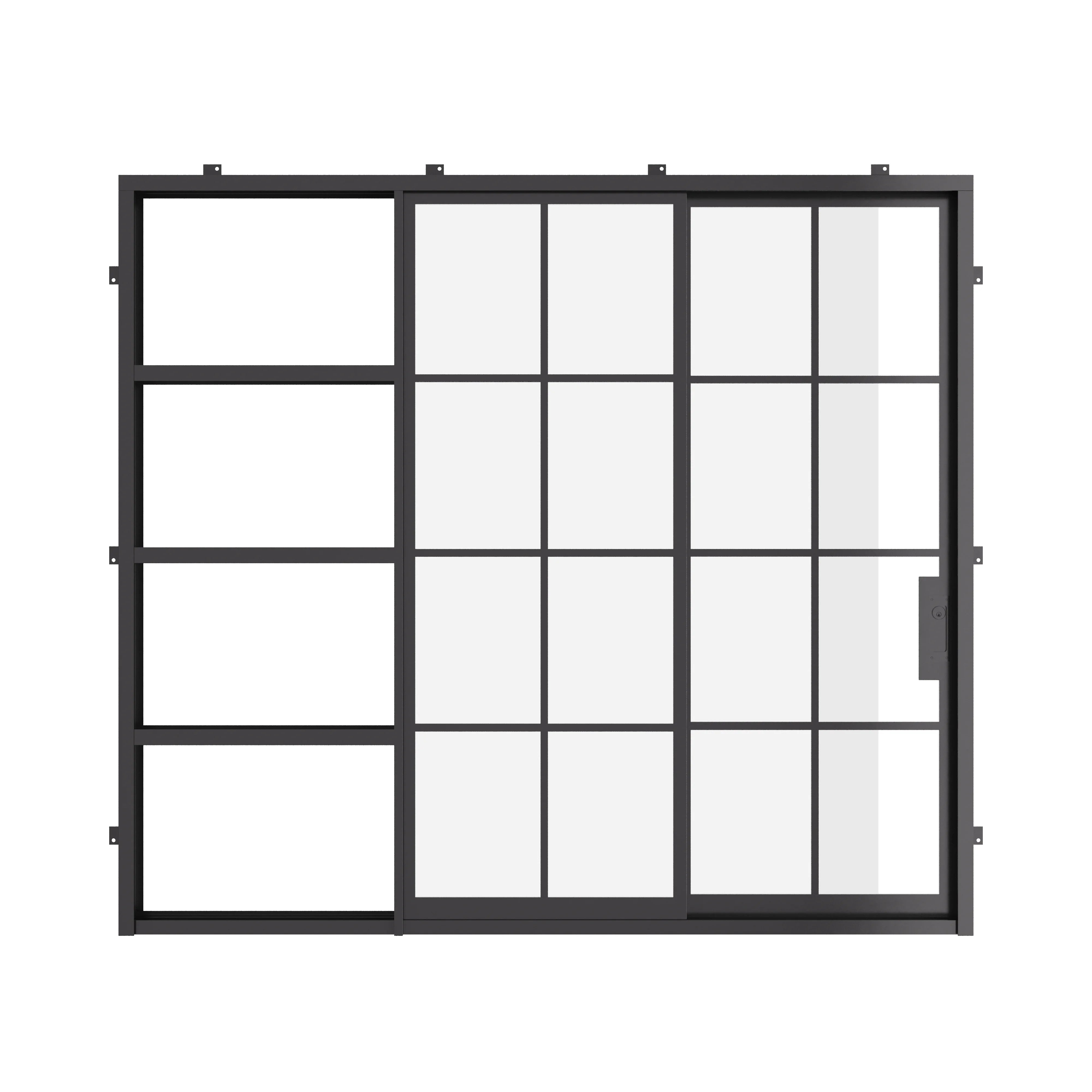 Air 5 exterior steel pocket sliding door with tempered glass panels