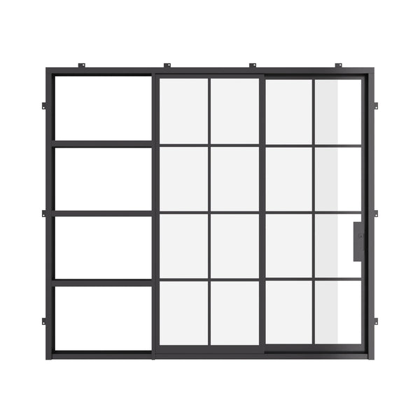 Air 5 exterior steel pocket sliding door with tempered glass panels
