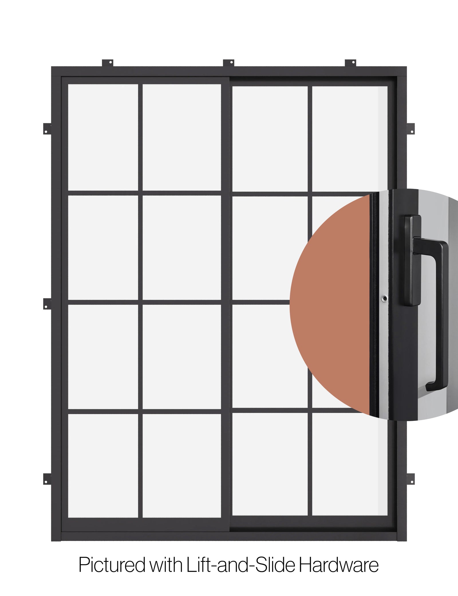 Air 5 exterior steel sliding door with cold-rolled steel frame and tempered glass