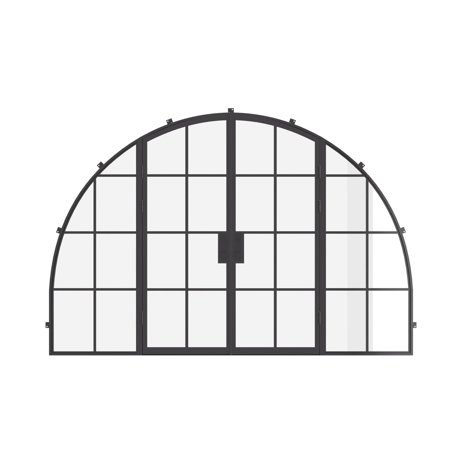 wide double full arch steel doors with sidelights and insulated thermal break build