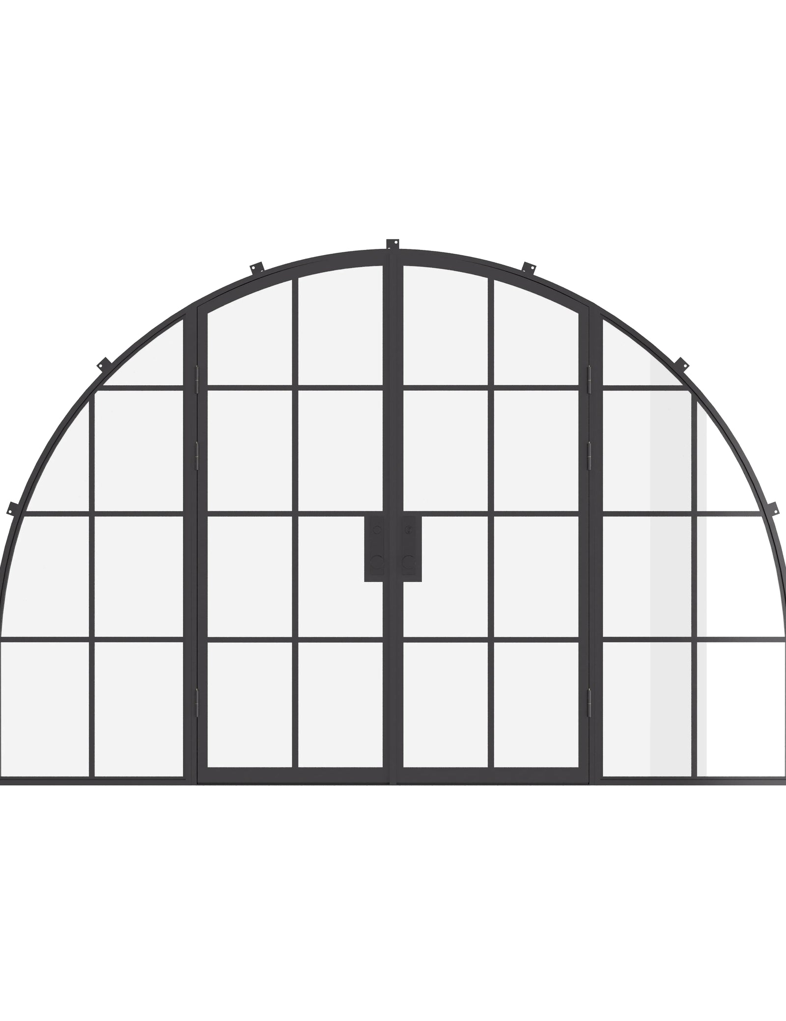 Wide double full arch exterior steel door with sidelights