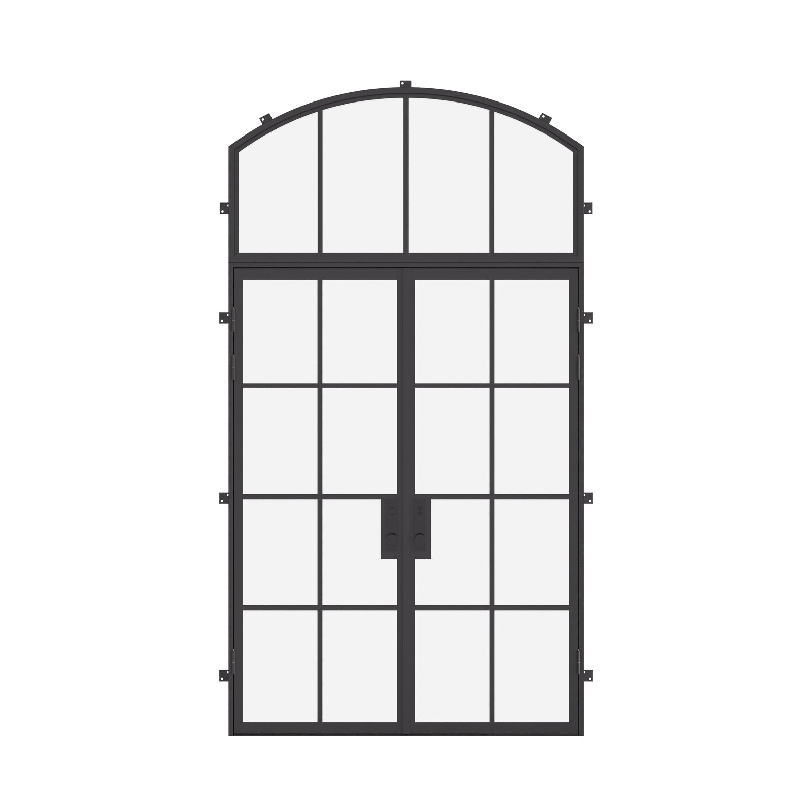 double flat steel door with arch top window and thermal break