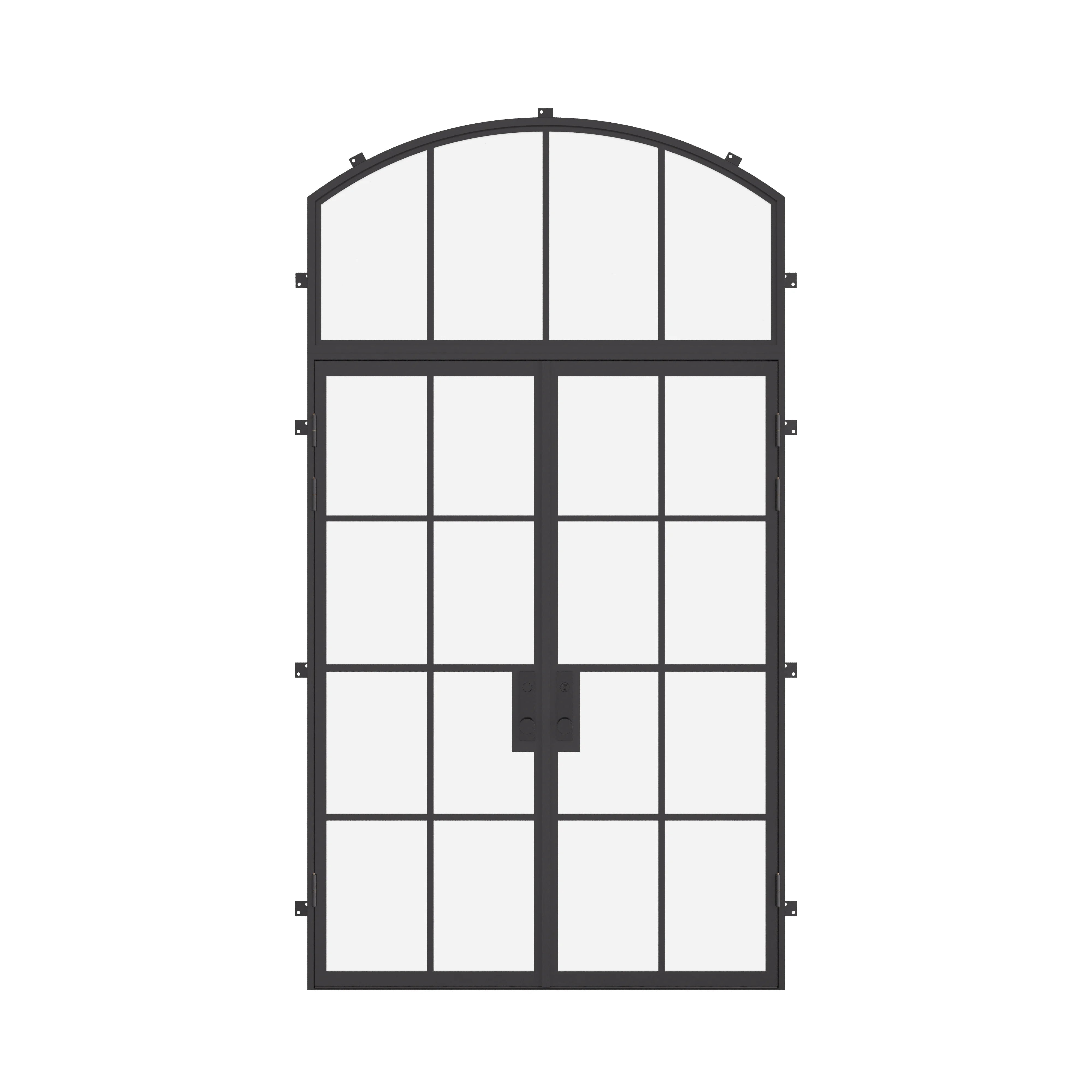 double flat steel door with arch top window and thermal break