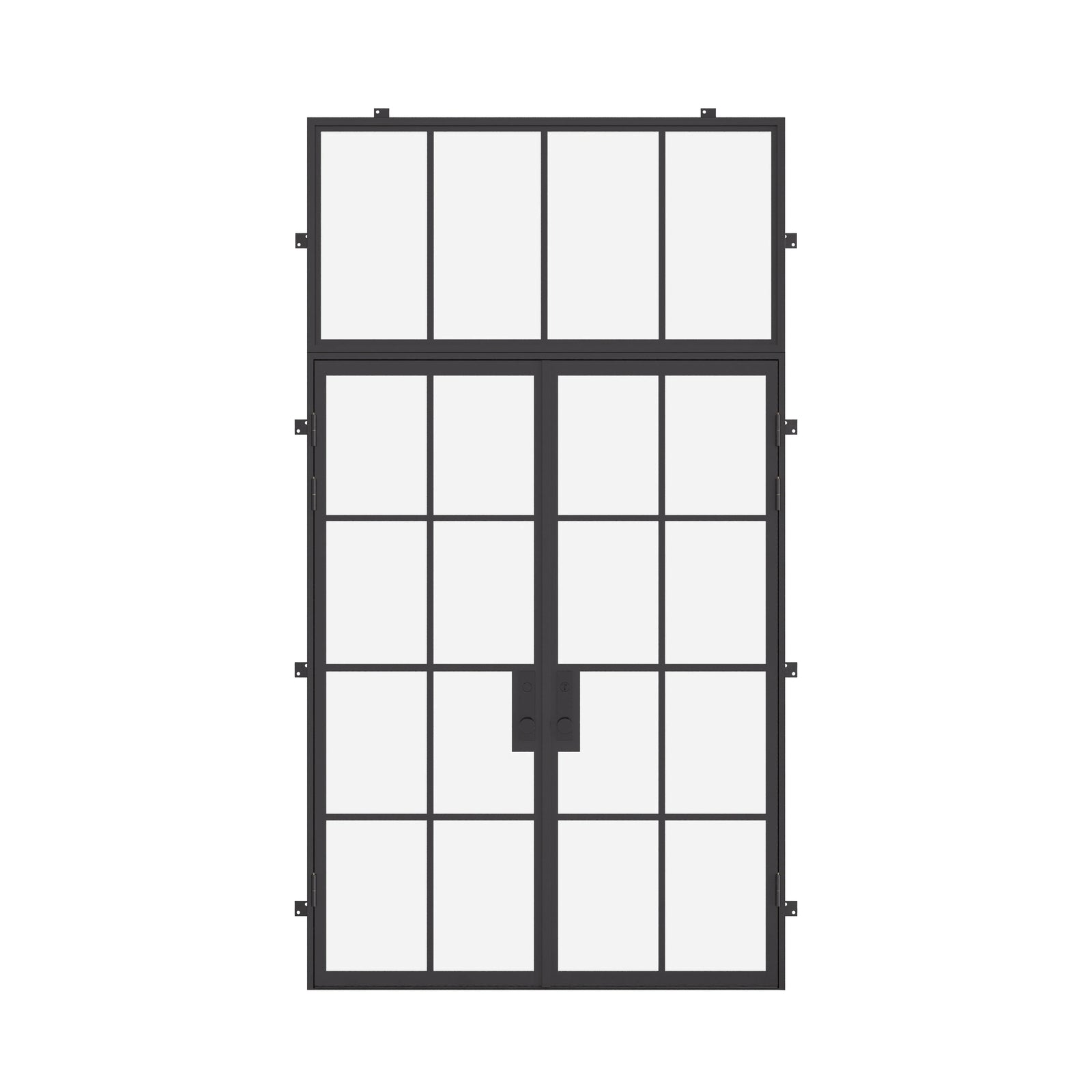 double flat steel doors with transom window and thermal break