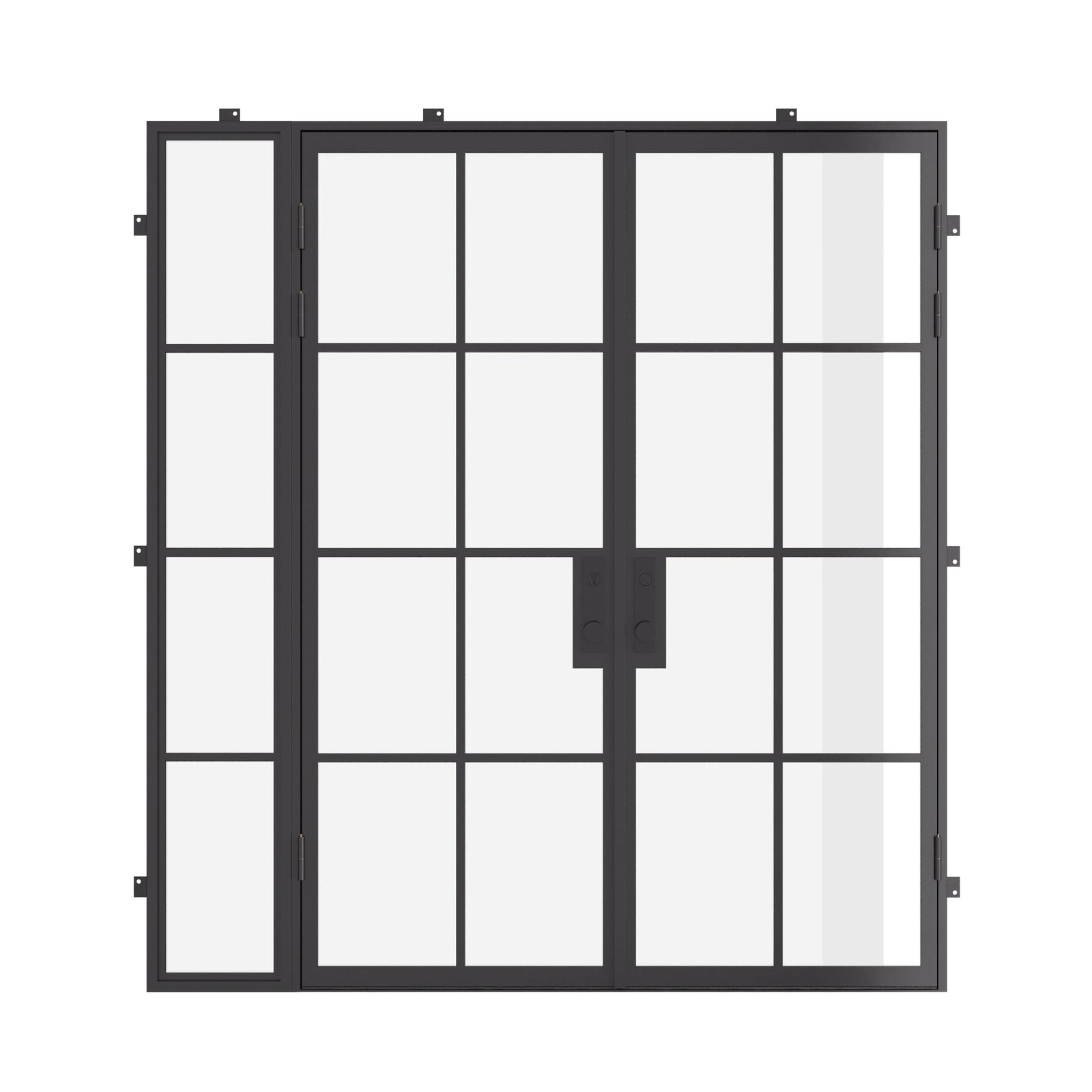 Double flat architectural steel entry doors with left side window, NFRC rated
