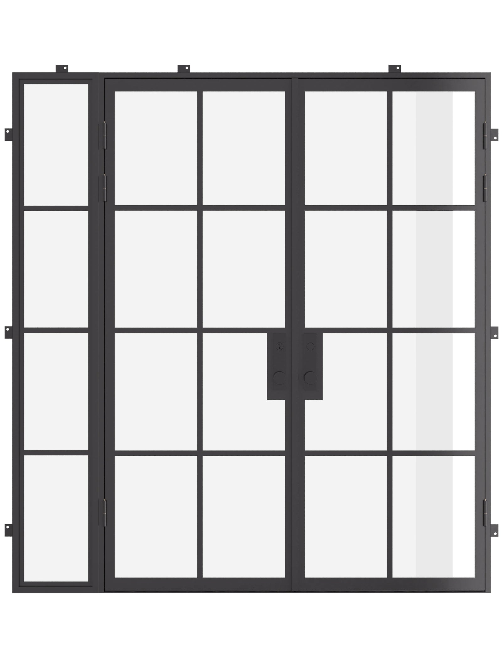 Double flat architectural steel entry doors with left side window, NFRC rated