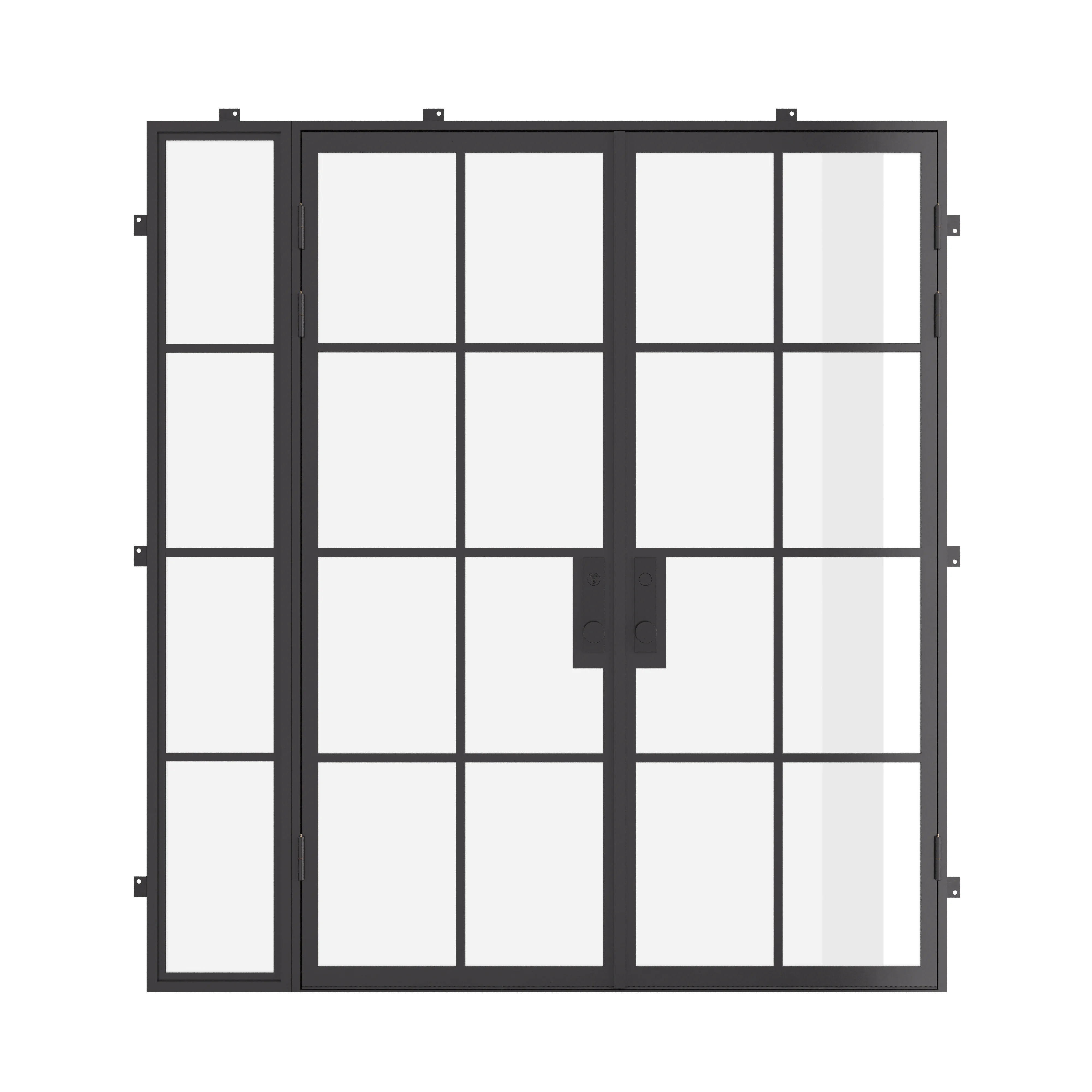 Double flat architectural steel entry doors with left side window, NFRC rated