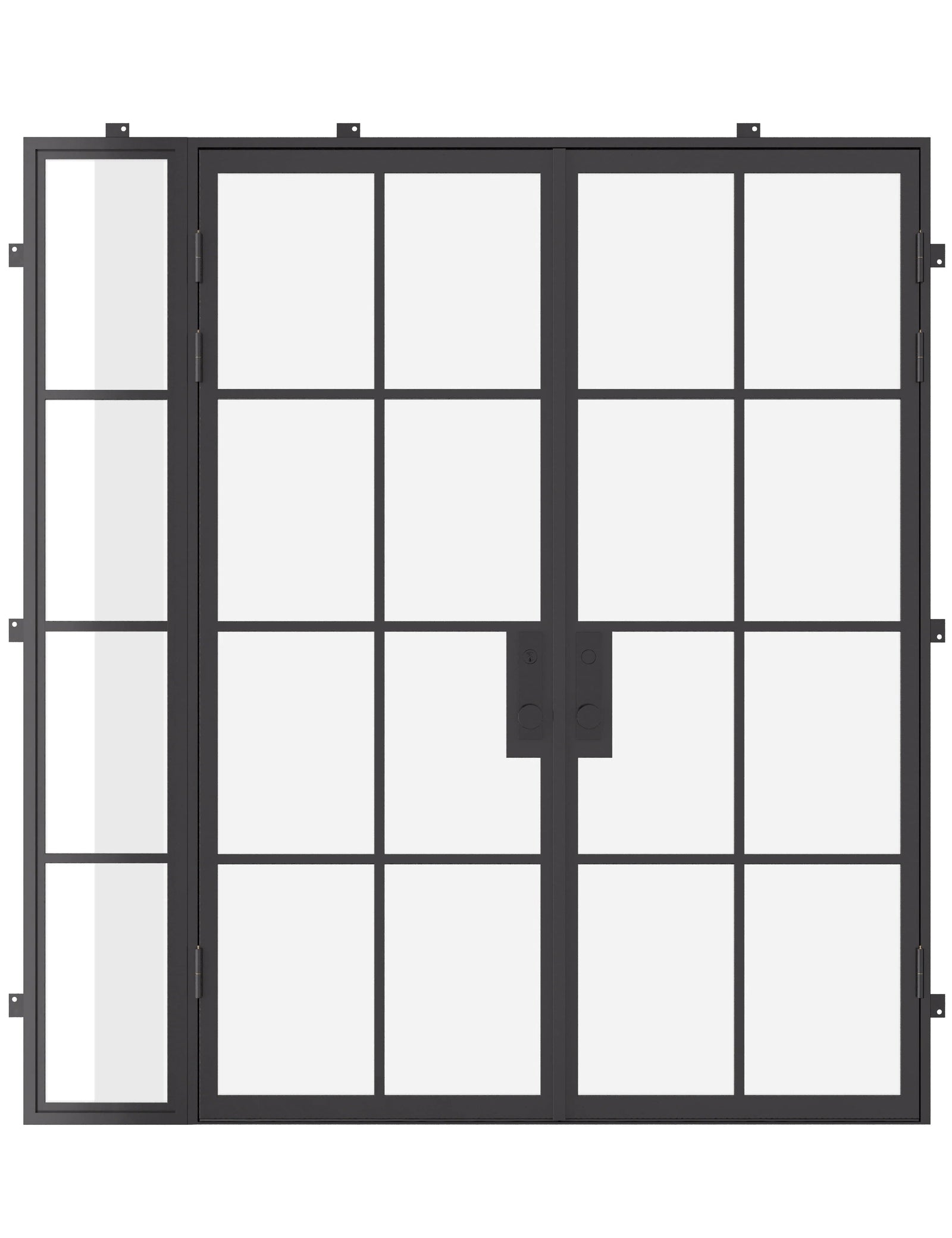 double flat steel doors with left sidelight and thermally broken frame