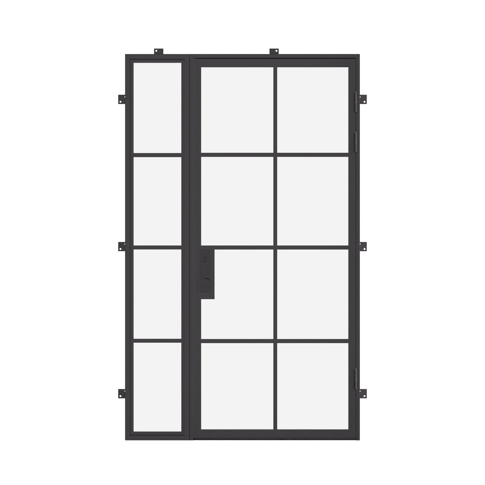 modern single entry door with left side glass and insulated steel build