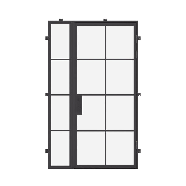 modern single entry door with left side glass and insulated steel build