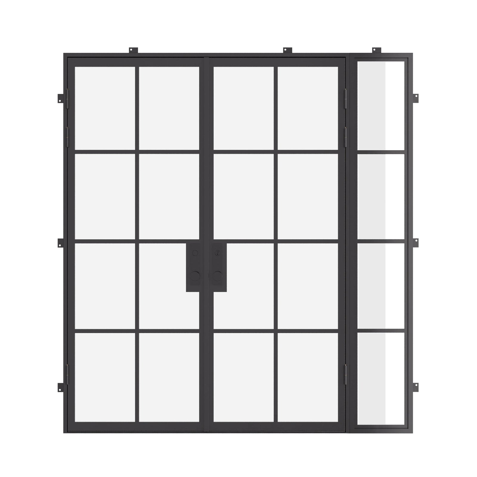 double flat steel doors with right sidelight and thermally broken frame