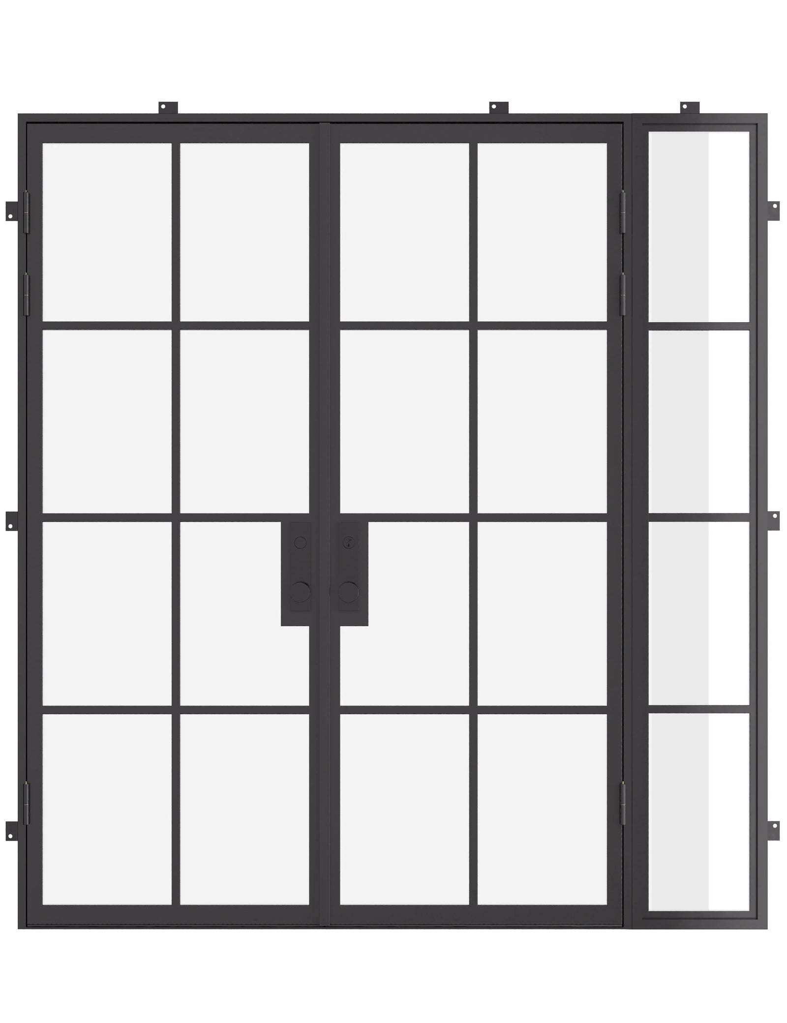 double flat steel doors with right sidelight and thermally broken frame