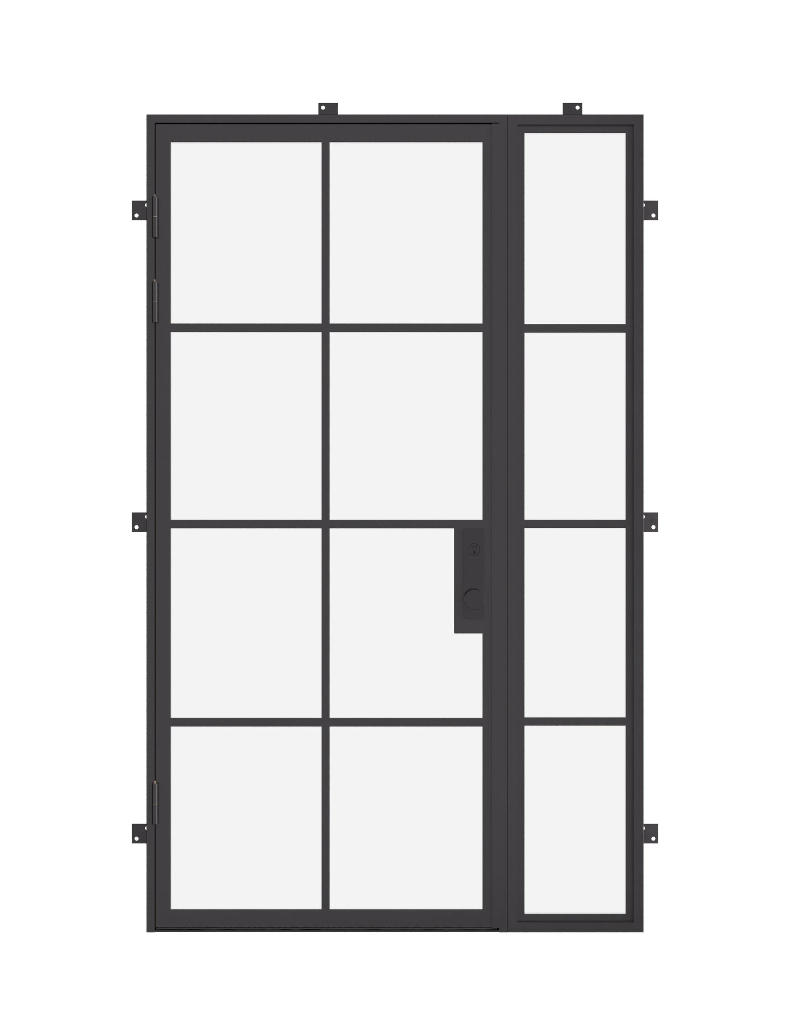 Air 5 single flat steel entry door with right sidelight, tempered glass