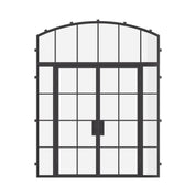 Air 5 double flat exterior door with side windows and arch top window in cold-rolled architectural steel with dual-pane glass
