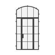 Air 5 single flat exterior door with sidelights and arch transom in architectural steel