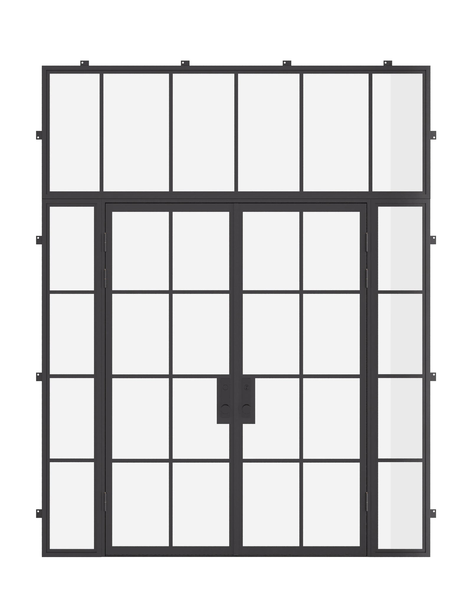 Air 5 double flat exterior door with sidelights and flat transom in architectural steel