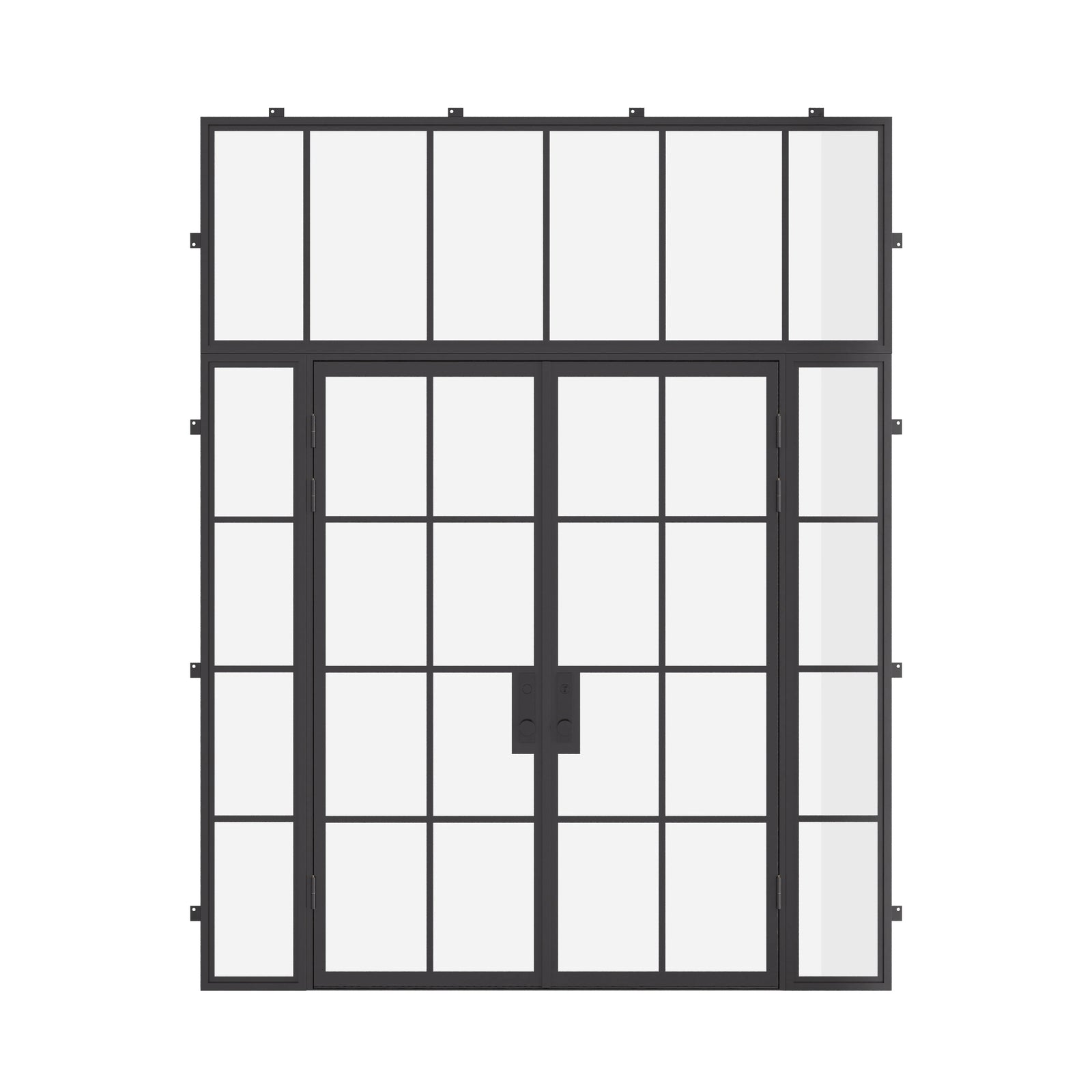 double flat steel doors with sidelights and transom plus thermal break frame