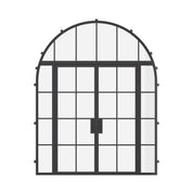 double flat steel doors with sidelights and full arch transom and thermal break