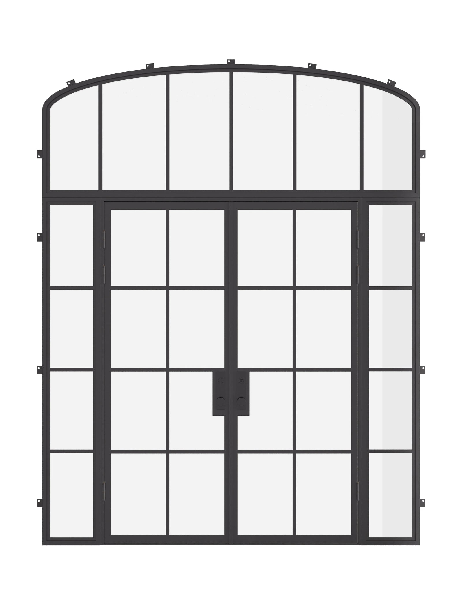 Air 5 double flat exterior door with sidelights and mini arch transom, NFRC rated