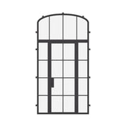 Air 5 single flat exterior door with sidelights and mini arch transom in steel